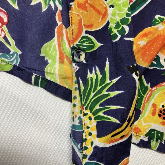 Vintage 90s 100% Silk Colorful Fruit Print Button Down Shirt Women’s Size L - Picture 11 of 11